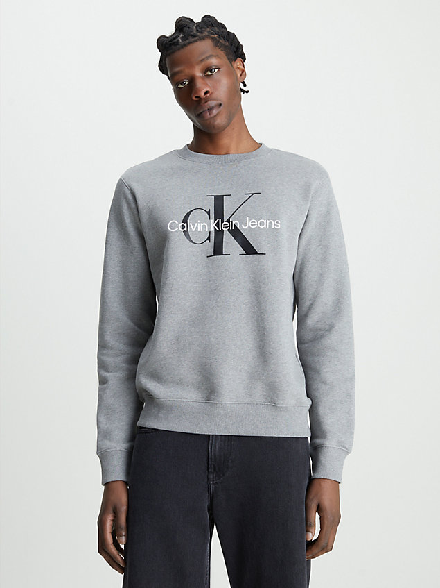 grey monogram sweatshirt voor heren - calvin klein jeans