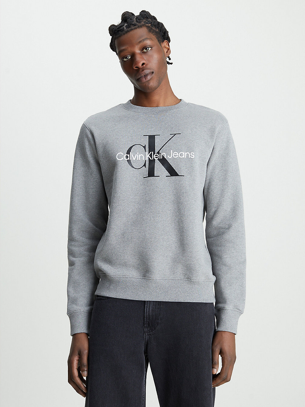 MID GREY HEATHER Monogramm-Sweatshirt undefined Herren Calvin Klein