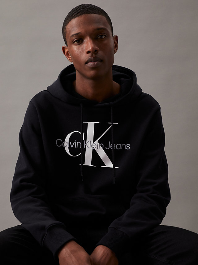CK Black Monogram Hoodie undefined men Calvin Klein