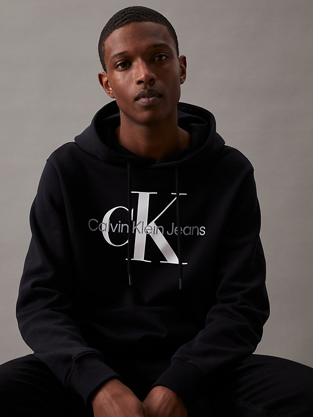 black monogram hoodie for men calvin klein jeans