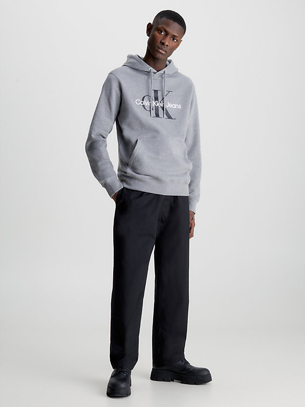 mid grey heather monogram hoodie for men calvin klein jeans