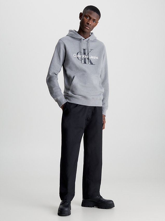 sweat à capuche avec monogramme grey pour hommes calvin klein jeans
