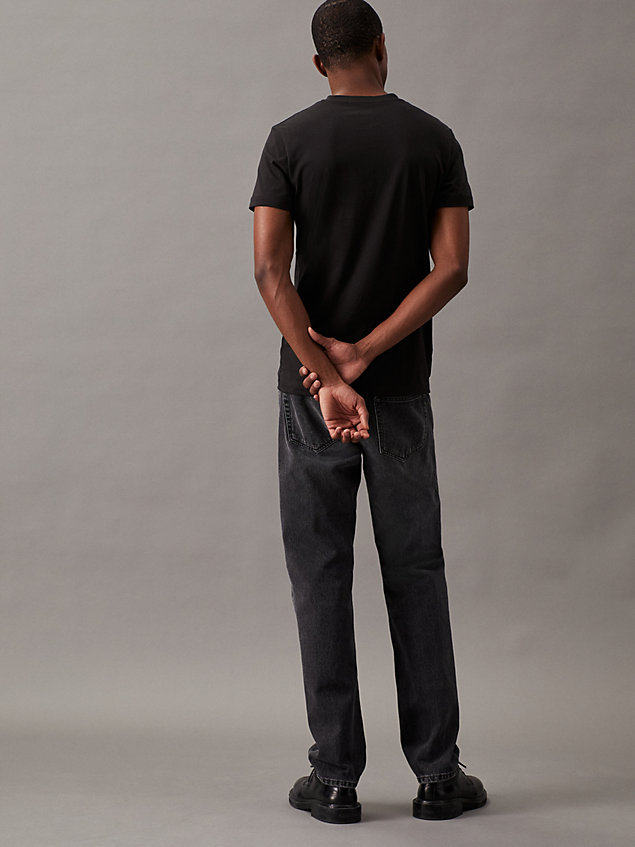 black wąski t-shirt z monogramem dla mężczyźni - calvin klein jeans