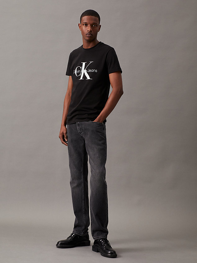 camiseta slim con monograma black de hombre calvin klein jeans