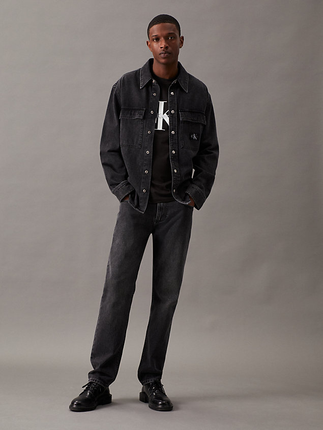 black wąski t-shirt z monogramem dla mężczyźni - calvin klein jeans