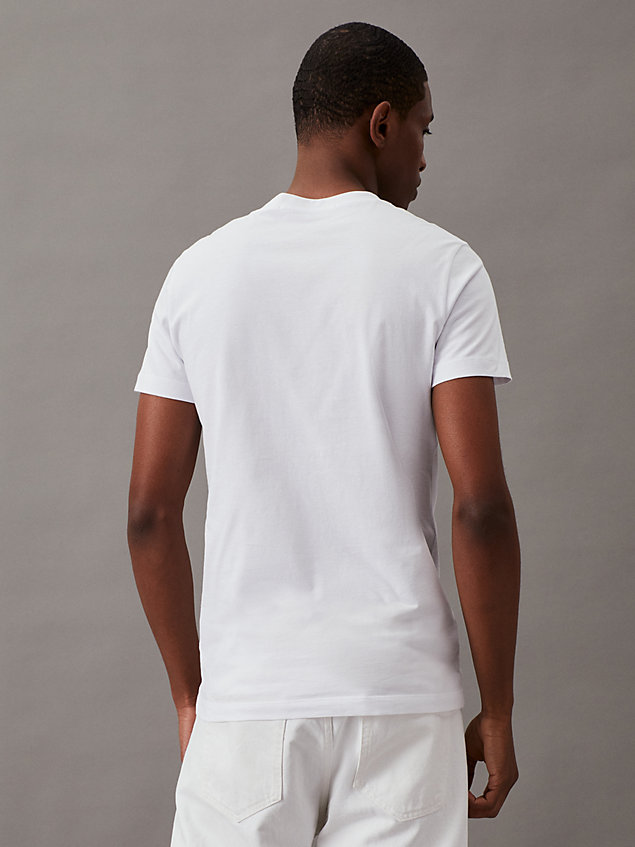 t-shirt con monogramma slim white da uomo calvin klein jeans