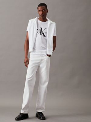 Calvin Klein Bright White Illuminated Monogram Logo Body Stretch T-Shirt,  Size Large J321661-YAF - Apparel - Jomashop