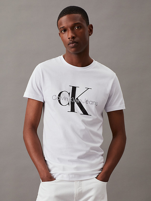 bright white slim monogram t-shirt for men calvin klein jeans