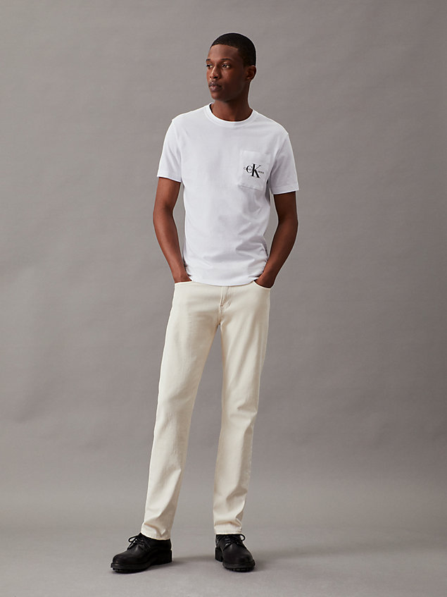 white slim monogram pocket t-shirt for men calvin klein jeans