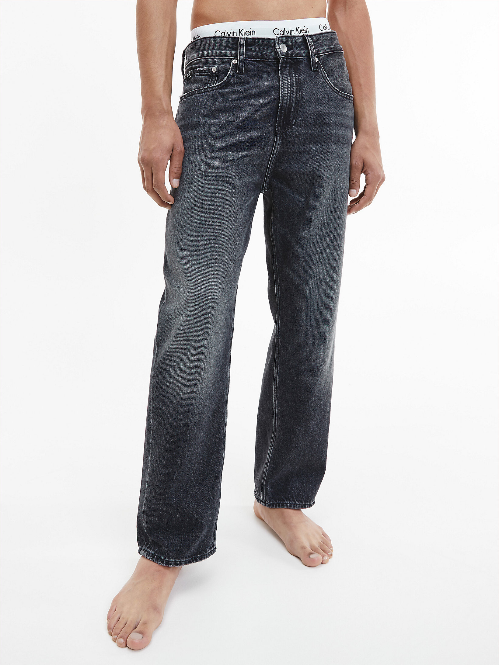 Denim Black Straight Cropped Jeans undefined men Calvin Klein