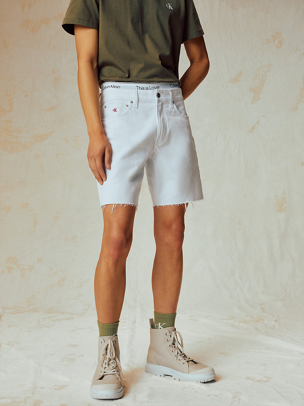 BRIGHT WHITE Denim Shorts - Pride undefined men Calvin Klein