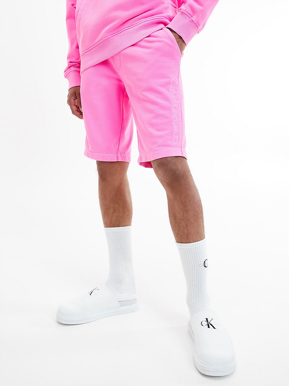 NEON PINK Cotton Terry Jogger Shorts undefined men Calvin Klein