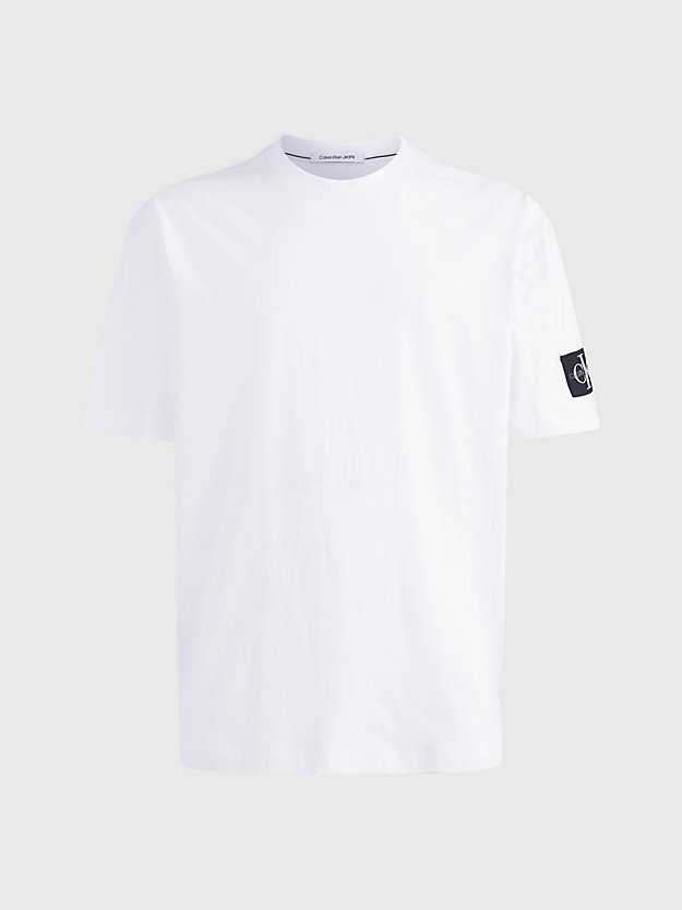 BRIGHT WHITE Relaxed Monogram Badge T-shirt for men CALVIN KLEIN JEANS