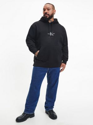 CK BLACK Plus Size Monogram Hoodie for men CALVIN KLEIN JEANS