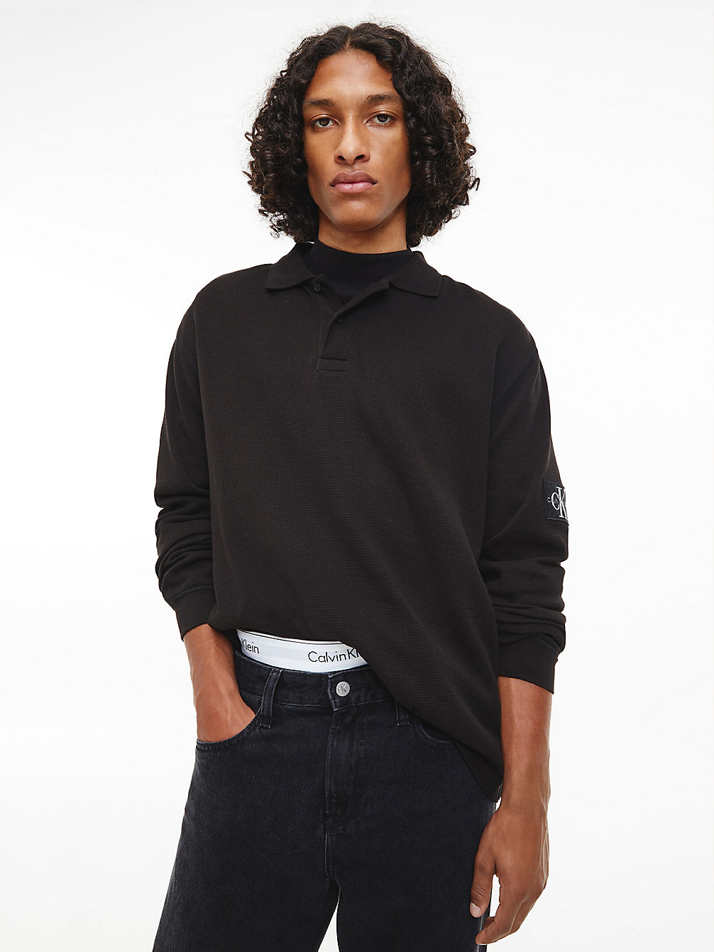 CK BLACK Lässiges Langärmliges Poloshirt undefined Herren Calvin Klein