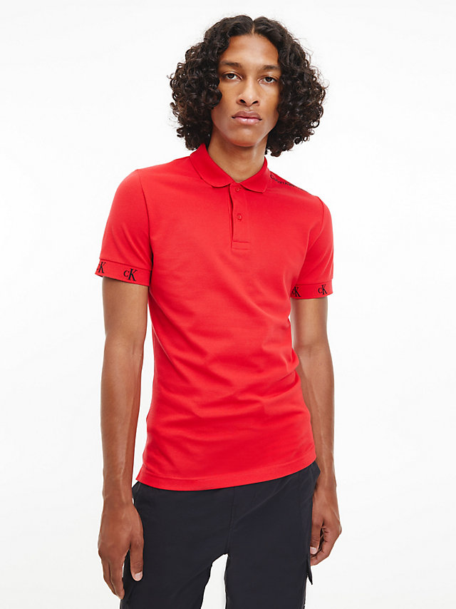 Candy Apple Slim Logo Cuff Polo Shirt undefined men Calvin Klein