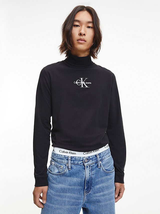 CK Black Slim Long Sleeve Roll Neck T-Shirt undefined men Calvin Klein