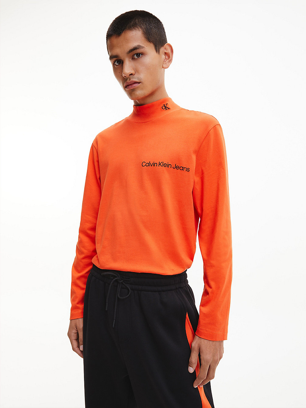 CORAL ORANGE T-Shirt Relaxed À Manches Longues undefined hommes Calvin Klein
