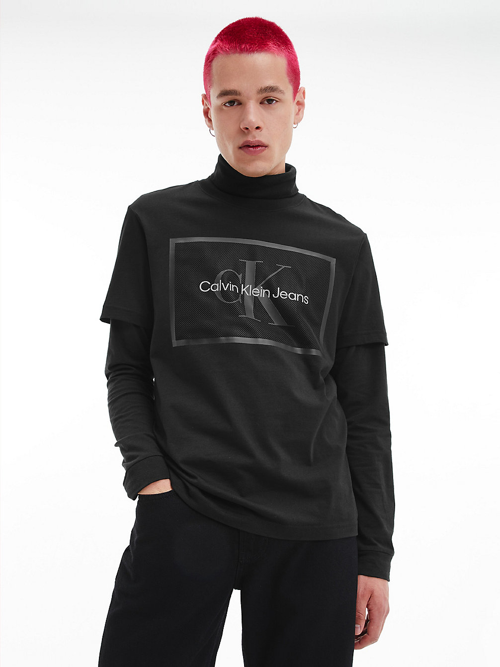 CK BLACK Organic Cotton Mesh Logo T-Shirt undefined men Calvin Klein