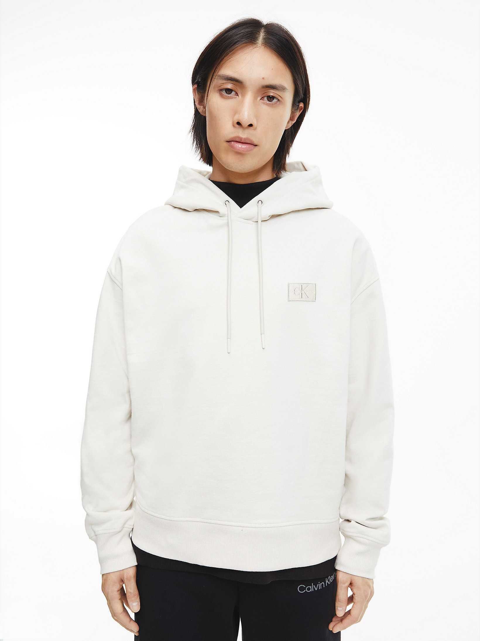 Eggshell Relaxed Recycled Cotton Hoodie undefined men Calvin Klein