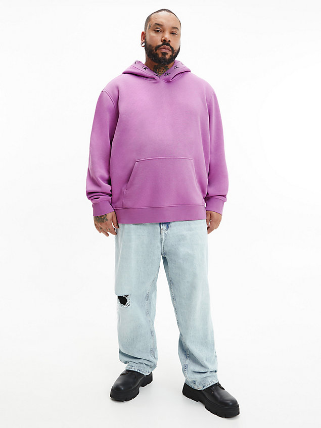 felpa con cappuccio con logo tape dal taglio rilassato purple da uomo calvin klein jeans