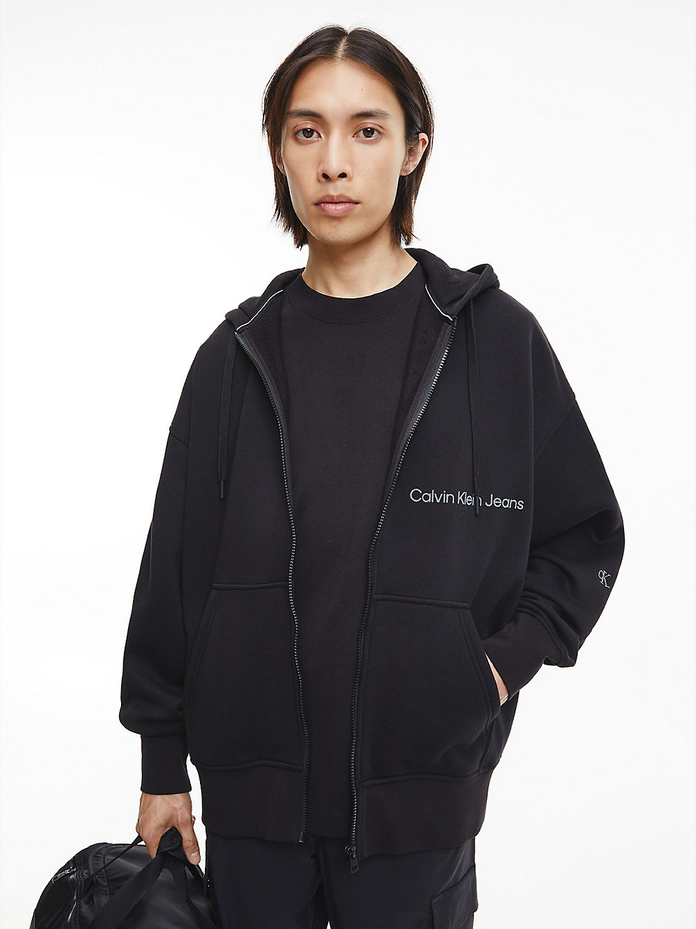 CK BLACK Sweat-Shirt À Capuche Zippé En Polaire Et Coton undefined hommes Calvin Klein