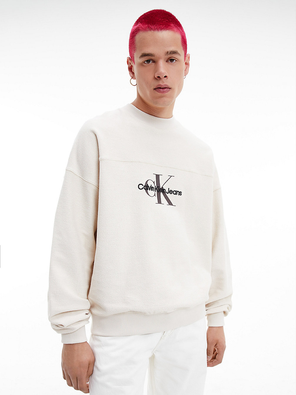 EGGSHELL > Oversized Sweatshirt Met Logo En Textuur > undefined heren - Calvin Klein