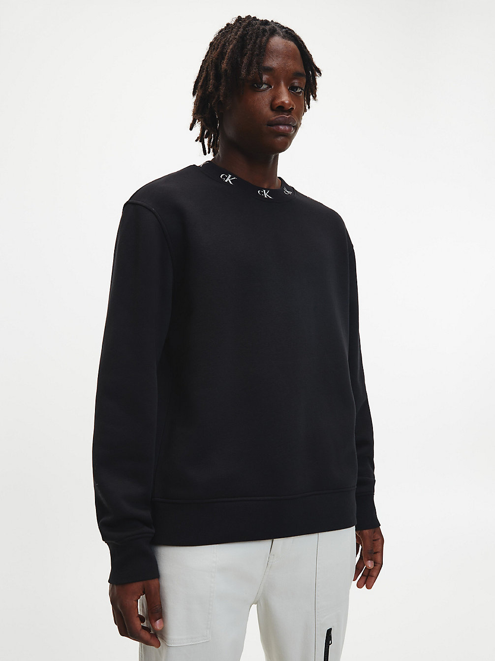 CK BLACK Relaxed Logo Collar Sweatshirt undefined men Calvin Klein