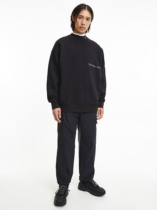 CK BLACK Relaxed Cotton Fleece Sweatshirt for men CALVIN KLEIN JEANS