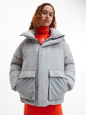 MERCURY GREY Recycled Nylon Puffer Jacket for men CALVIN KLEIN JEANS