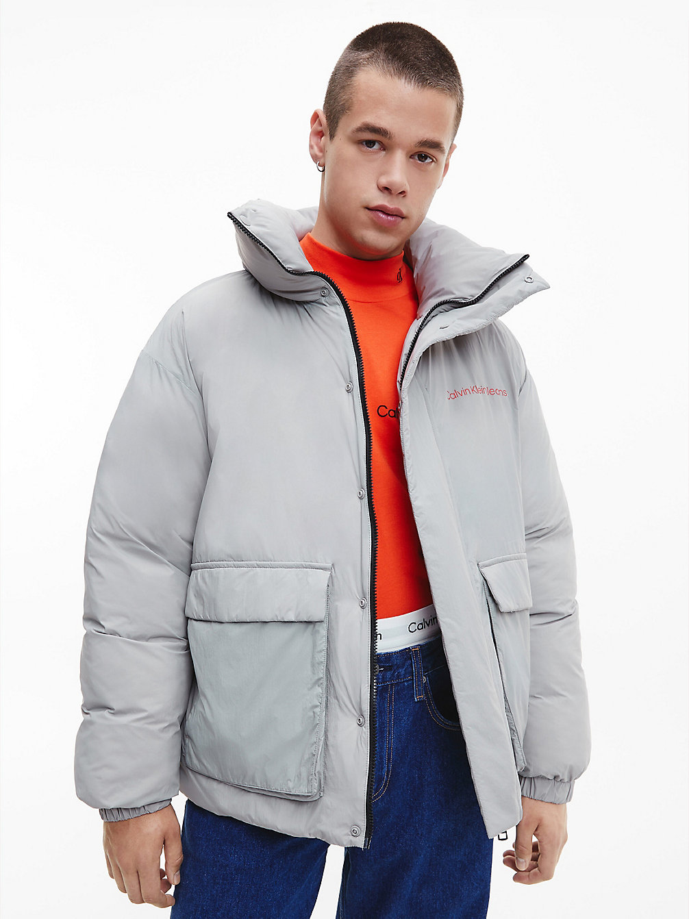 MERCURY GREY Recycled Nylon Puffer Jacket undefined men Calvin Klein