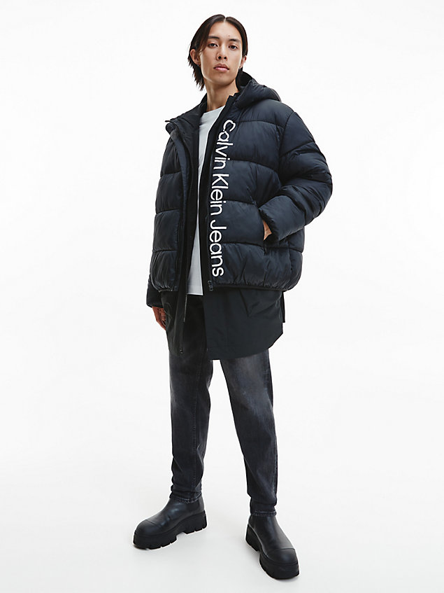 black 3-in-1 parka coat for men calvin klein jeans