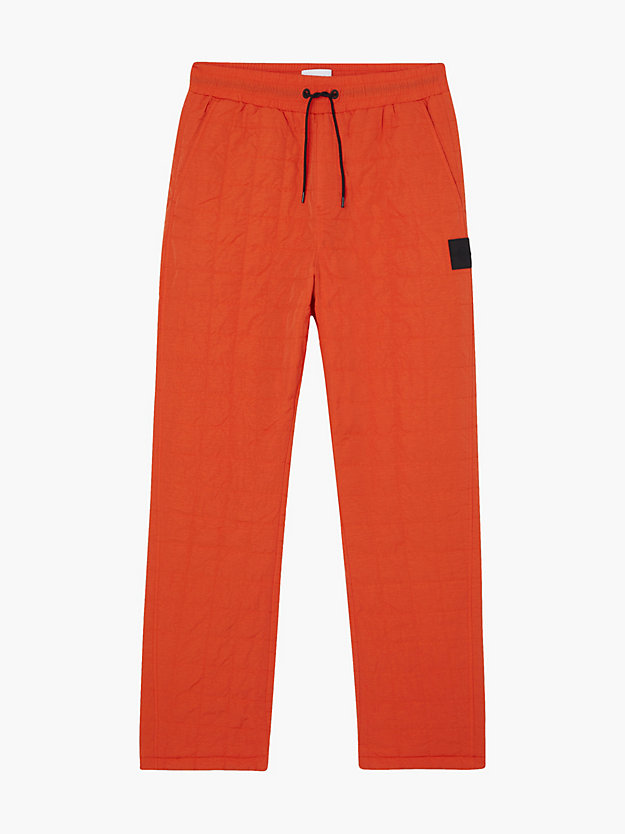 CORAL ORANGE Recycled Nylon Quilted Joggers for men CALVIN KLEIN JEANS