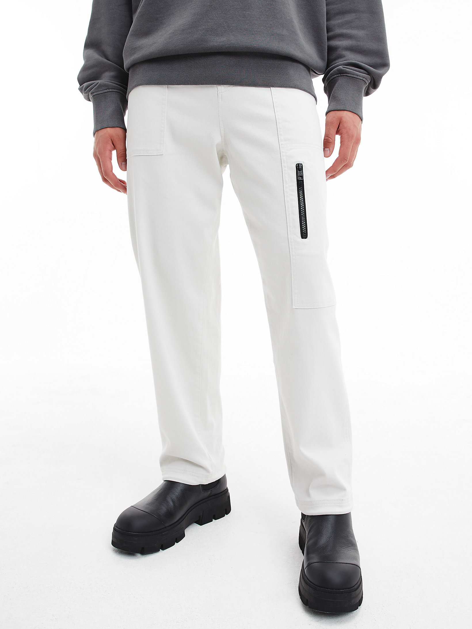 Cirrus Grey Cotton Twill Utility Trousers undefined men Calvin Klein