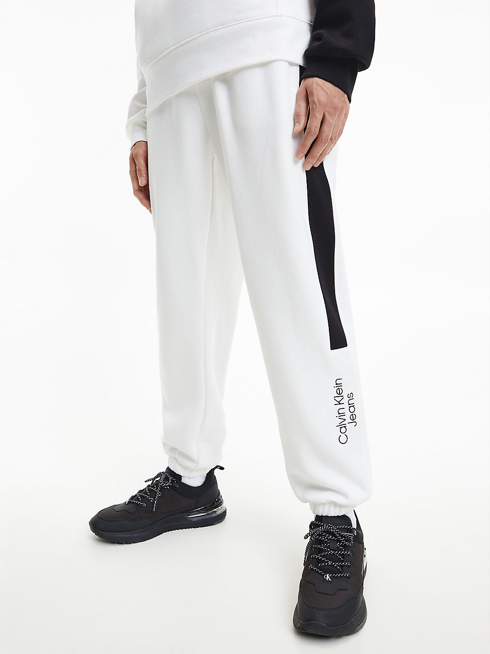 BRIGHT WHITE/CK BLACK Relaxed Colour Block Joggers undefined men Calvin Klein