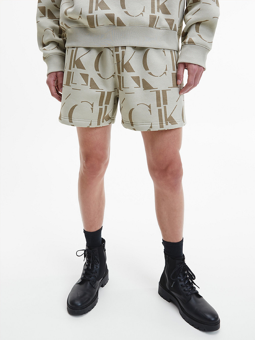 LOGO AOP WHEAT FIELDS All-Over Logo Jogger Shorts undefined men Calvin Klein