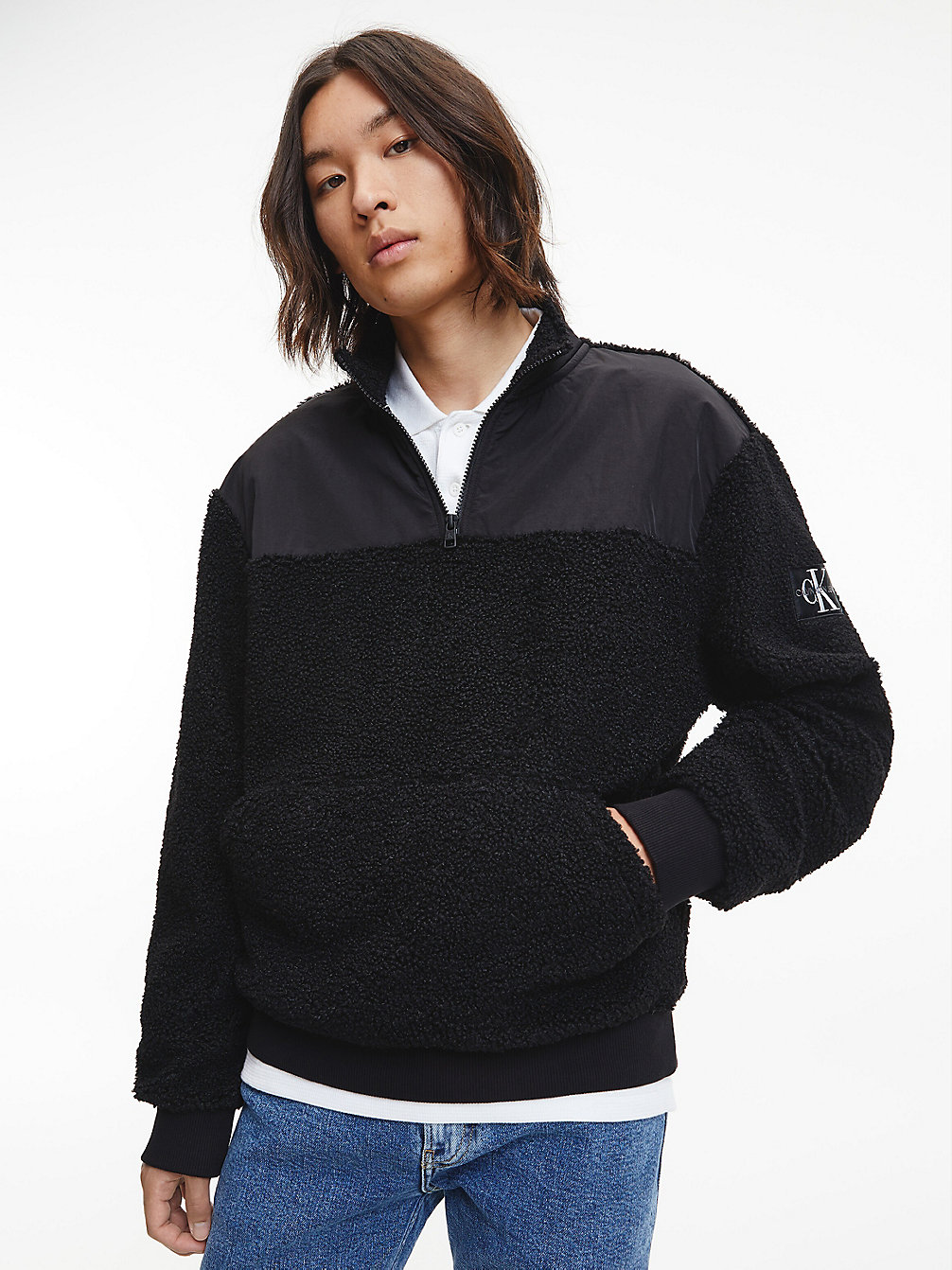 CK BLACK Relaxed Sherpa-Pullover Mit Reißverschlusskragen undefined Herren Calvin Klein