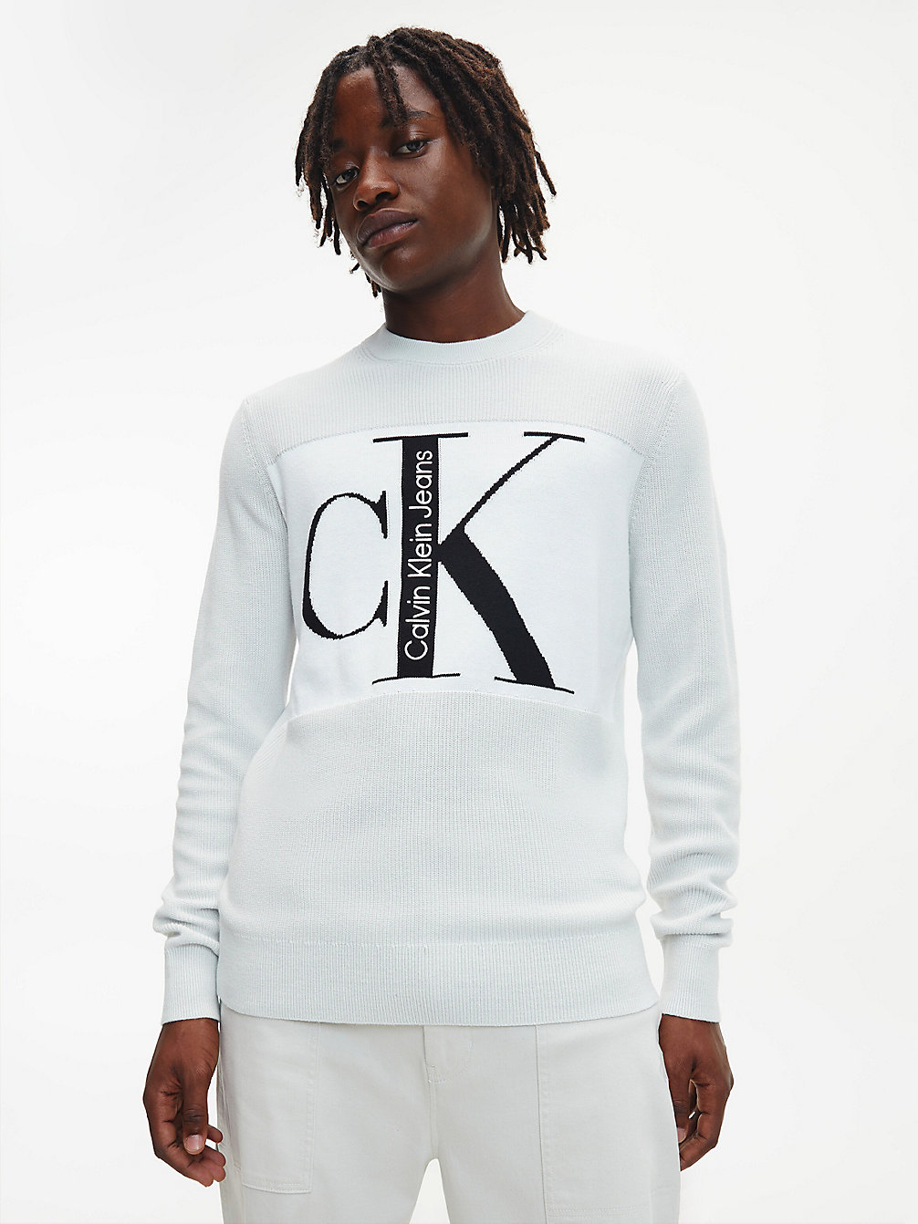 CIRRUS GREY Colour Block Monogram Jumper undefined men Calvin Klein