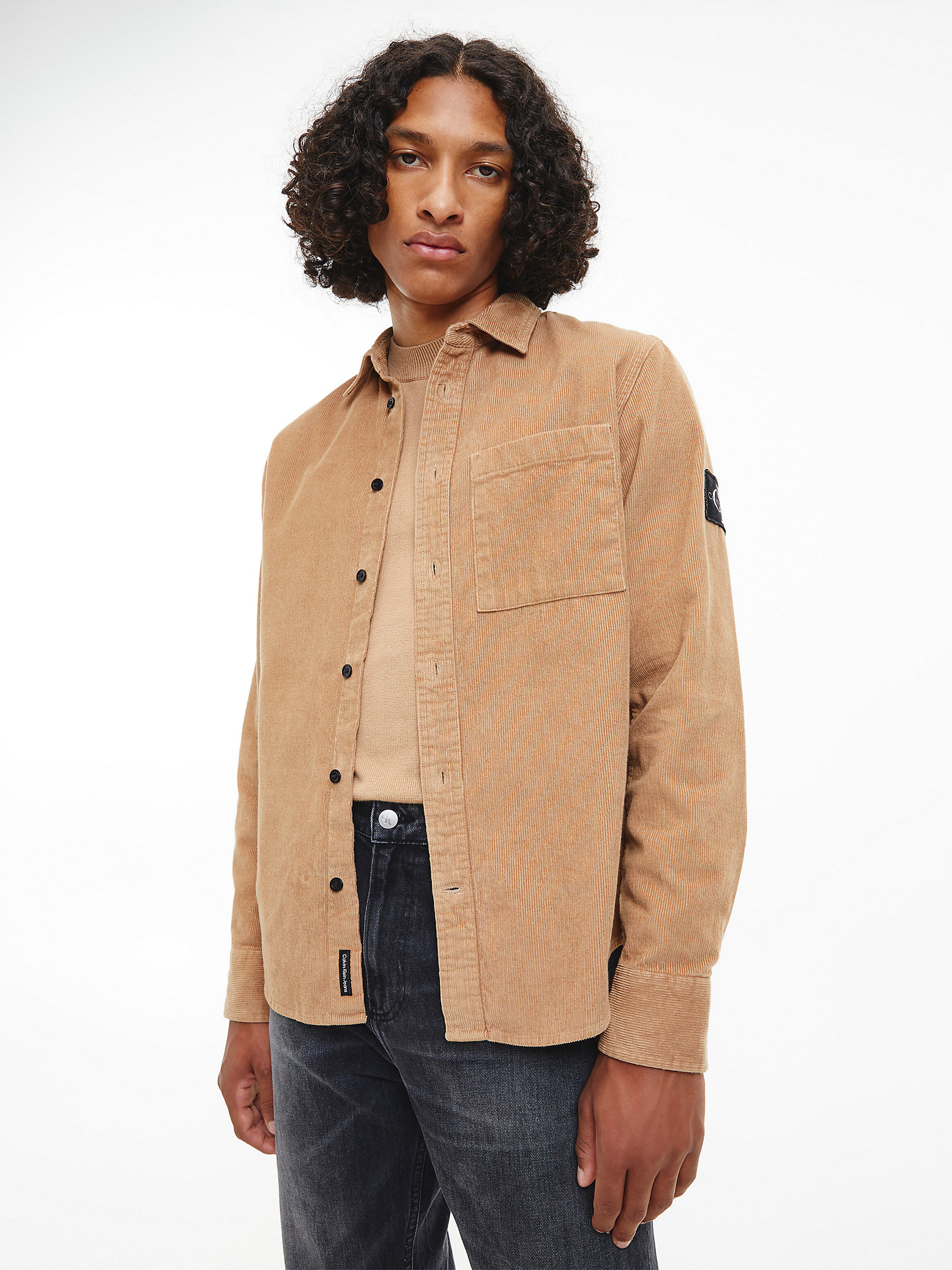 Timeless Camel Cotton Corduroy Shirt undefined men Calvin Klein
