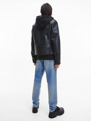 Faux Leather Hooded Biker Jacket Calvin Klein® | J30J322301BEH
