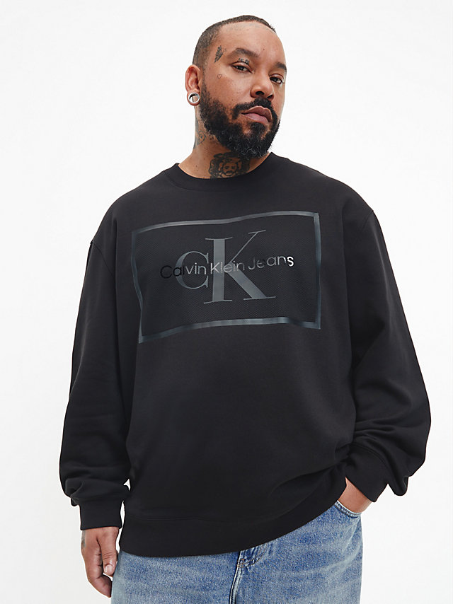 CK Black Plus Size Mesh Logo Sweatshirt undefined men Calvin Klein