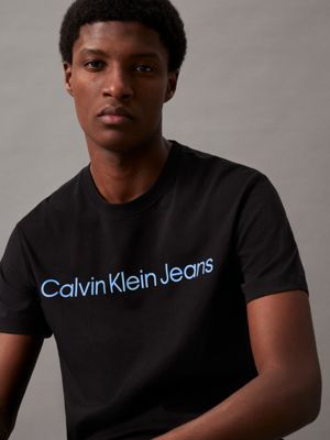 black slim logo t-shirt for men calvin klein jeans