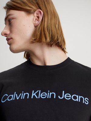 black slim logo t-shirt for men calvin klein jeans