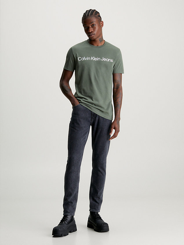 t-shirt con logo slim green da uomo calvin klein jeans