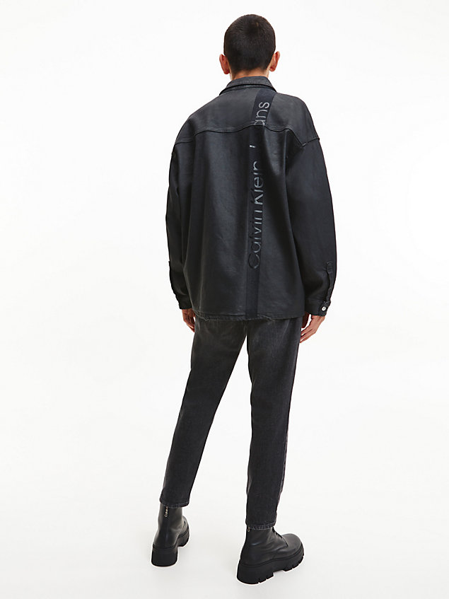 black oversized gecoat denim overhemdjack voor heren - calvin klein jeans