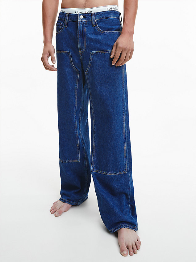 blue 90's loose panelled jeans for men calvin klein jeans