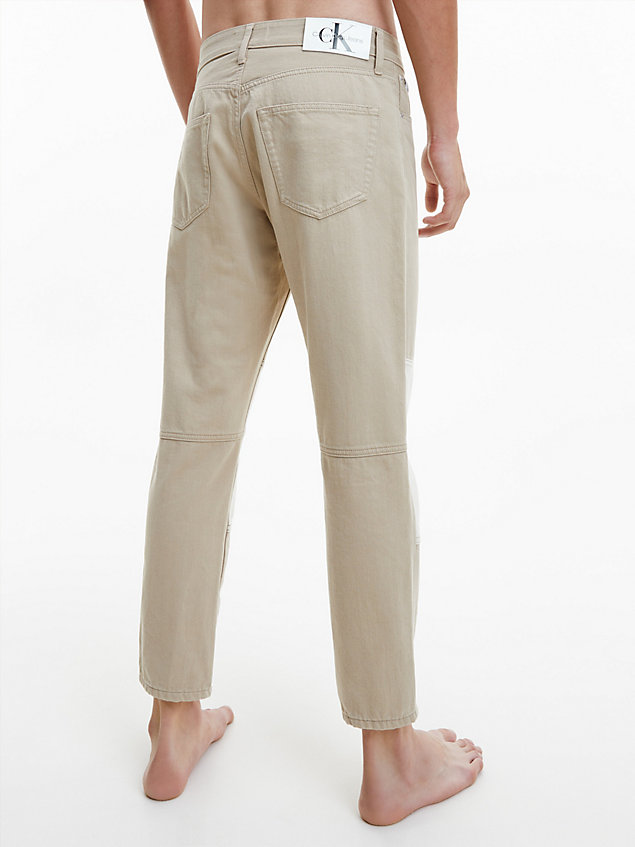 beige two tone dad jeans for men calvin klein jeans