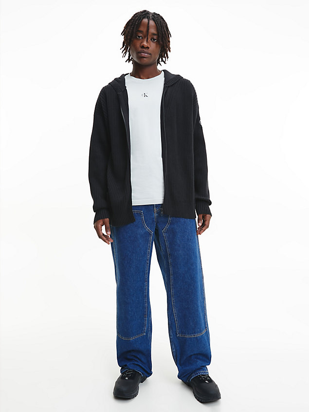 black zip up hooded cardigan for men calvin klein jeans