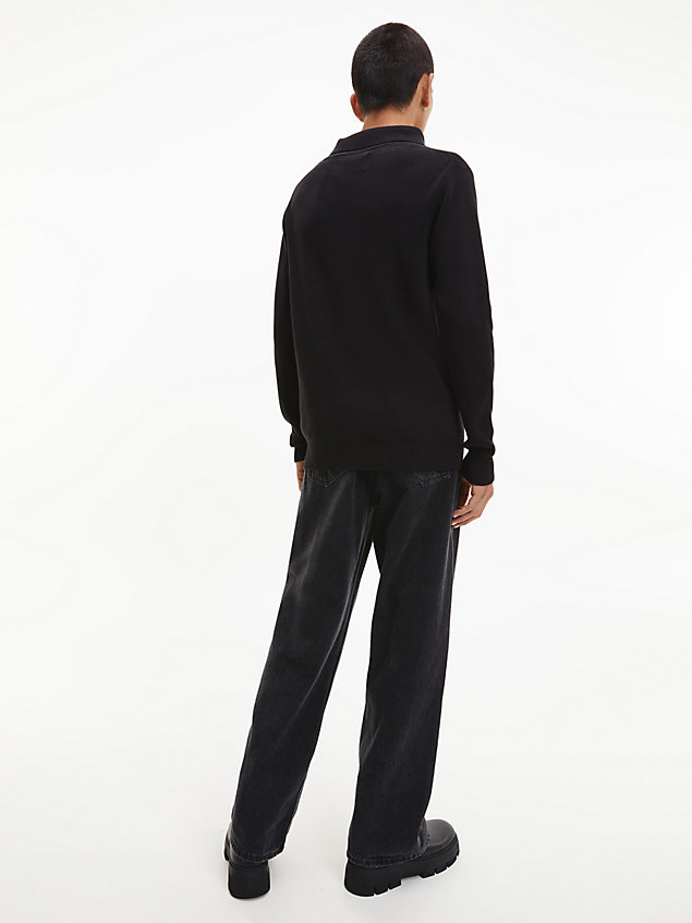 black organic cotton roll neck jumper for men calvin klein jeans