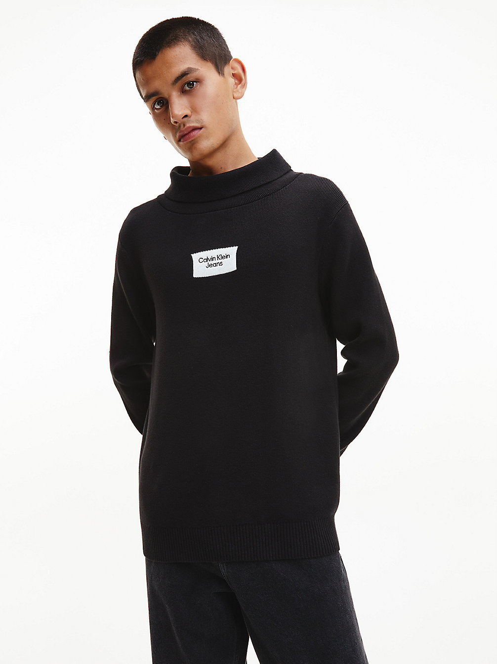 CK BLACK > Sweter Z Wywijanym Dekoltem Z Bawełny Organicznej > undefined Mężczyźni - Calvin Klein
